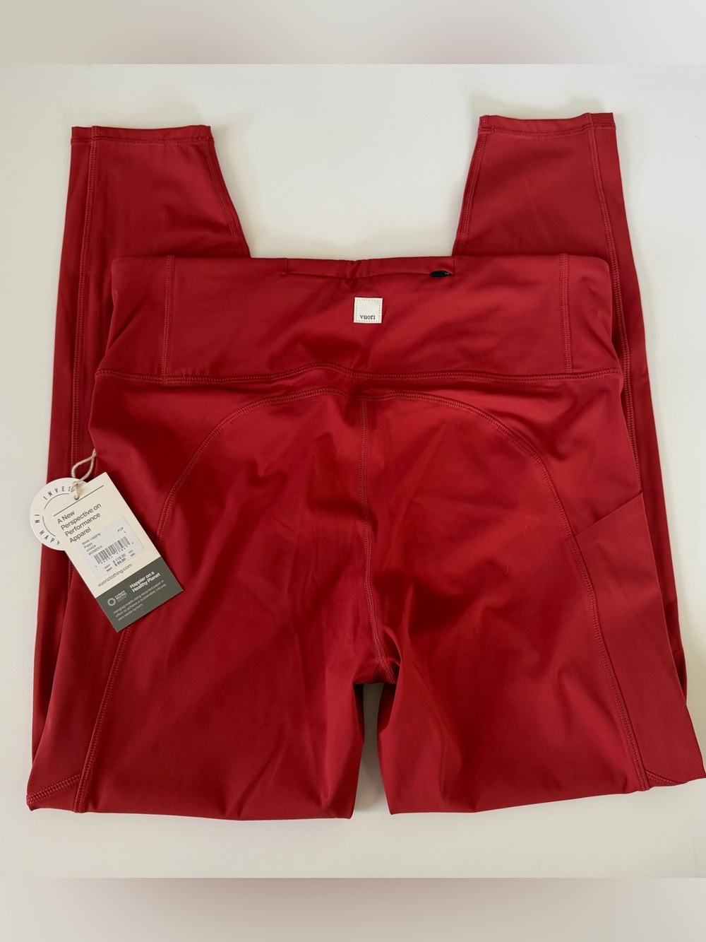 Vuori Stride Leggings Women’s Large Poppy Red VW429 High Rise Pockets 26” NWT